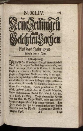 N. XLIV. Leipzig den 2 Jun. - N. LII. Leipzig den 30 Jun.