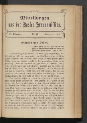 15. Jahrgang. Nr. 6. November 1915