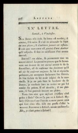 XXe Lettre. samedi, à Vinchester.