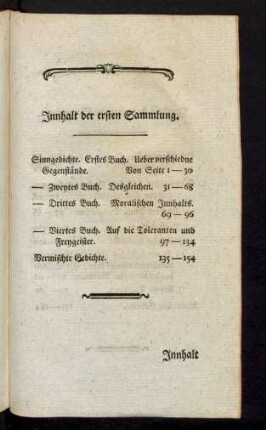 Innhalt der ersten Sammlung