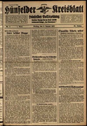 Erste Ausgabe vom Freitag, den 08. Januar 1937.
