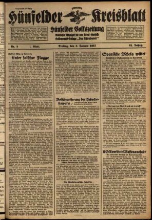 Erste Ausgabe vom Freitag, den 08. Januar 1937.