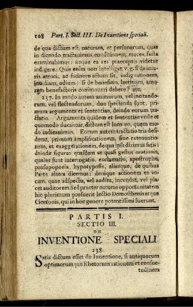 Sectio III. De Inventione Speciali