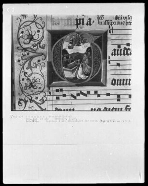 Graduale in zwei Bänden und ein dazugehöriges Antiphonar — Graduale — Initiale G mit der Himmelfahrt Marias, Folio 74verso