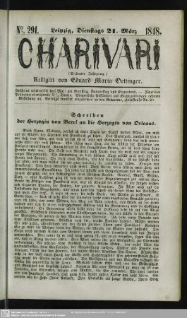 Schreiben der Herzogin von Berri an die Herzogin von Orleans