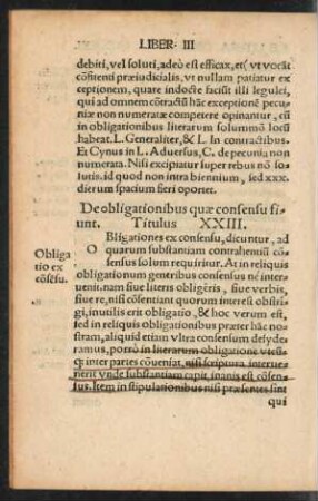 De obligationibus quae consensu fiunt. Titulus XXIII.