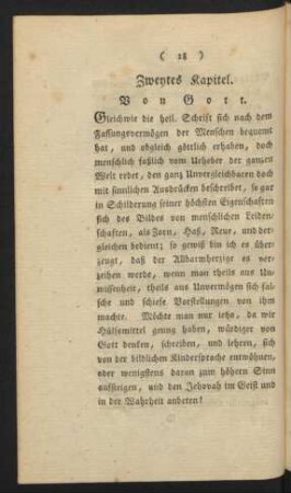 Zweytes Kapitel. Von Gott.