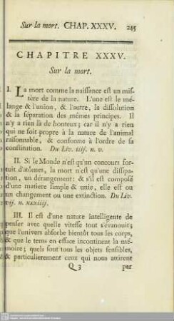 Chapitre XXXV. Sur la mort
