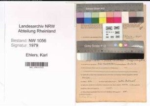 Entnazifizierung Karl Ehlers , geb. 16.03.1904 (Bildhauer)