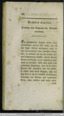 Sechstes Kapitel. Heilung des Trippers bei Mannspersonen