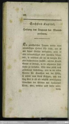 Sechstes Kapitel. Heilung des Trippers bei Mannspersonen