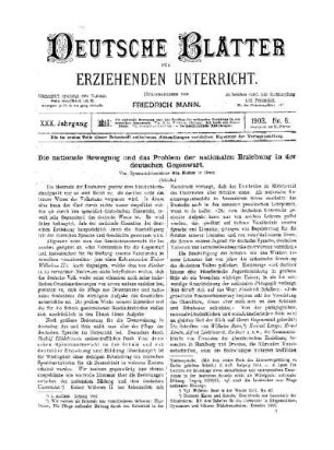 Die nationale Bewegung und das Problem der nationalen Erziehung in der deutschen Gegenwart : (Schluss)