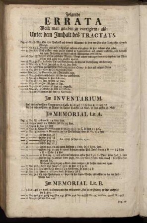 Folgende Errata Wolle man gelieben zu corrigiren [...]