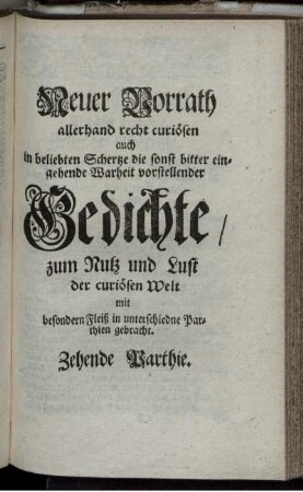 Zehende Parthie.