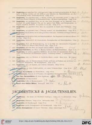 Jagdbestecke & Jagdutensilien (Nr. 1023-1116)