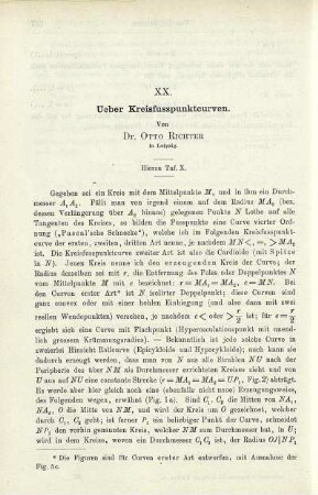 XX. Ueber Kreisfusspunktcurven.