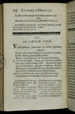 XX. Ad Librum Suum = XX. A Son Livre