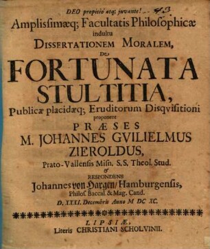 Disp. mor. de fortunata stultitia
