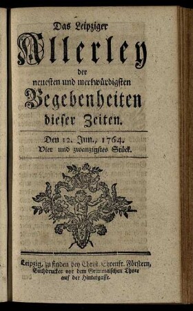 Den 12. Jun., 1764. Vier und zwanzigstes Stück.