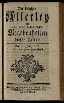 Den 12. Jun., 1764. Vier und zwanzigstes Stück.
