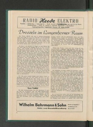 Drosseln im Langenhorner Raum