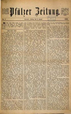 Pfälzer Zeitung. 1880, 1 - 6