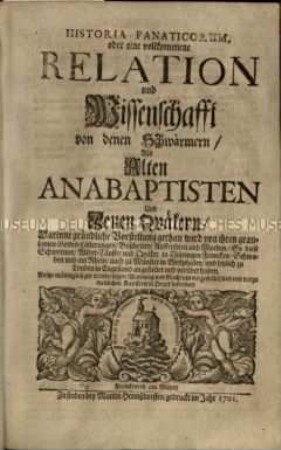 Bericht über die Taten der Wiedertäufer