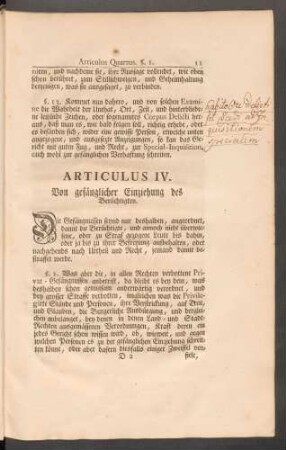 Articulus IV. Von gefänglicher Einziehung des Berüchtigten.