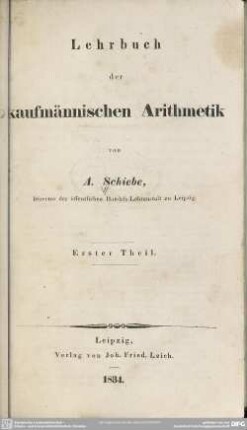 1: Lehrbuch der kaufmännischen Arithmetik
