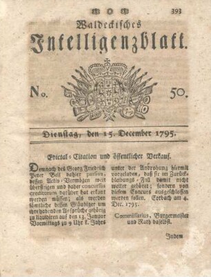 No. 50, Dienstag, den 15. December 1795