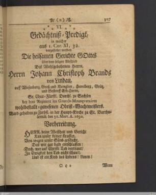 VI. Gedächtnis-Predigt: Die heilsamen Gerichte Gottes