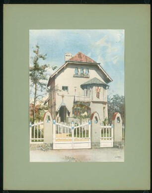 Villa Adalbertstraße, Berlin-Zehlendorf: Ansicht (aus: Moderne Villen in Meisteraquarellen, hrsg. von Gebr. R. Völkel, 1903-04)