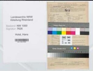 Entnazifizierung Hans Van Holst, geb. 08.03.1920 (Postbeamter)