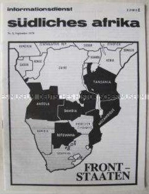 Monatszeitschrift des Informationsdienstes Südliches Afrika über die "Frontstaaten" Angola, Sambia, Botswana, Mocambique und Tansania - Sachkonvolut