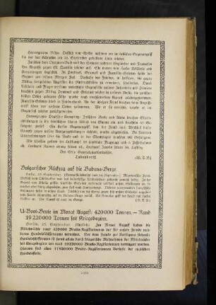 U=Boot=Beute im Monat August: 420 000 Tonnen. - Rund 19 220 000 Tonnen seit Kriegsbeginn.