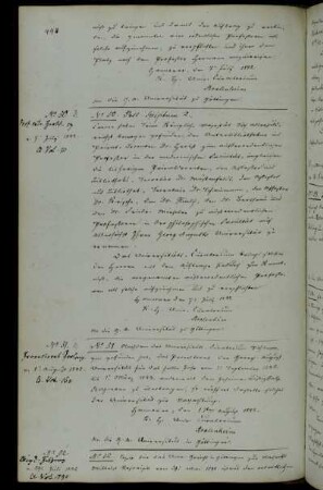 Berufung des außerordentlichen Professors der medizinischen Fakultät Herbst. Berufung der außerordentlichen Professoren der philosophischen Fakultät Wüstenfeldt, Schaumann, Krische, Himly, Bertheau und Wieseler.