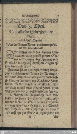 Das 3. Theil. Von allerley Gebrechen der Augen