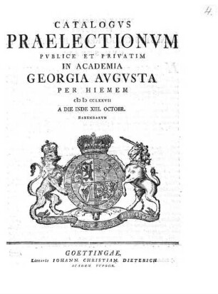 WS 1777: Catalogus praelectionum publice et privatim in Academia Georgia Augusta ... habendarum