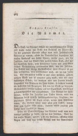 Sechste Klasse. Die Wuermer.