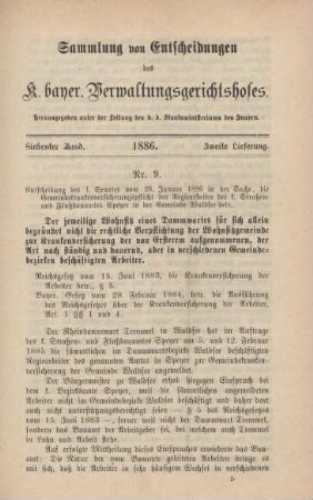 Siebenter Band. 1886. Zweite Lieferung. - Nr. 9. - Nr. 11.