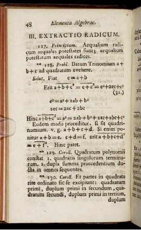 III. Extractio Radicum.