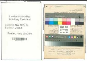 Entnazifizierung Hans Joachim Sunder , geb. 22.02.1921 (Schulhelfer)