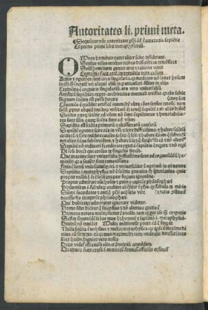 Sequuntur nunc autoritates ... Et primo primi libri metaphysicorum.