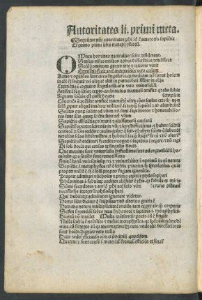 Sequuntur nunc autoritates ... Et primo primi libri metaphysicorum.