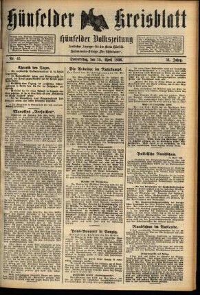 Ausgabe vom Donnerstag, den 15. April 1926.