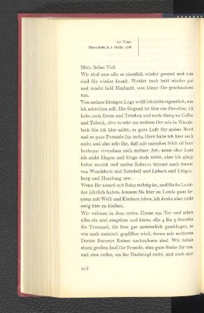 An Voss Darmstadt, den 1. Oktober 1776