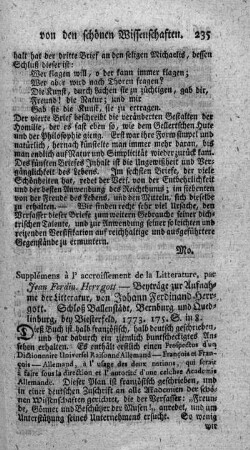 Supplémens à l'accroissement de la litterature.