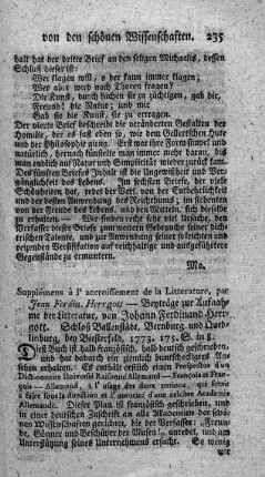 Supplémens à l'accroissement de la litterature.
