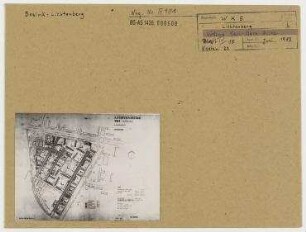 Bebauungsvorschlag WK 5. Wohnbezirk II südlich der Stalinallee. Bilanzierungsplan. Endzustand. Berlin, Lichtenberg, Stalinallee (seit 1961 Karl-Marx-Allee)/Mauritiuskirchstraße/Wuhlestraße/Wartenbergstraße/Tasdorfer Straße/Lockenhauser Weg/Pfarrstraße (im nördlichen Teil seit 1972 Schulze-Boysen-Straße)/John-Sieg-Straße/Wilhelm-Guddorf-Straße