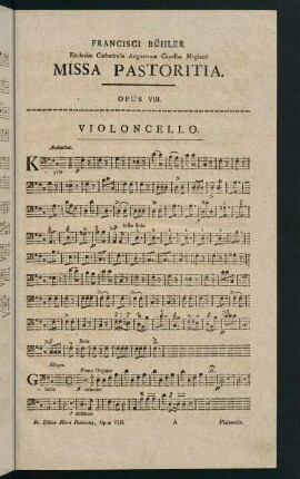 1-8, Violoncello. Missa Pastoritia